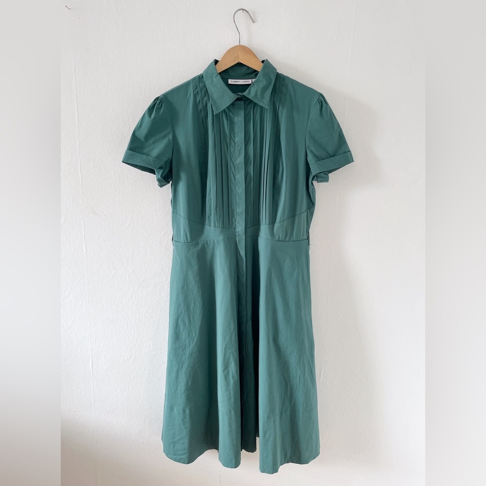 Teal Midi Shirt Dress | Puff Sleeves and Collar | Elizabeth Lozano | Cotton